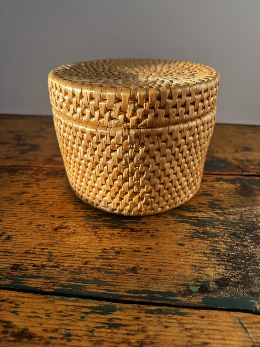 Woven Round Storage Jar - Natural Straw